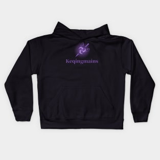 Keqing mains fan art for who mains Keqing with electro cat sword icon in electro purple gift Kids Hoodie